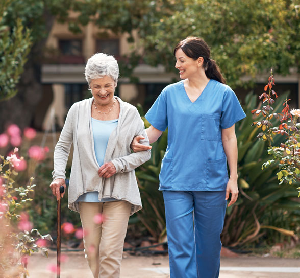 active-lifestyle Nurse and Women Walking At Colonial Oaks